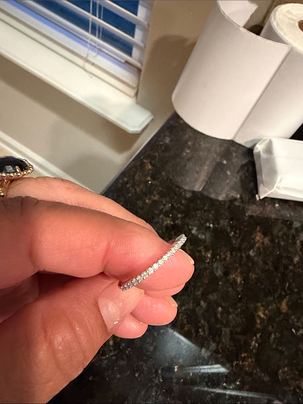 Sterling Silver Eternity Band with Clear Stones - Silver